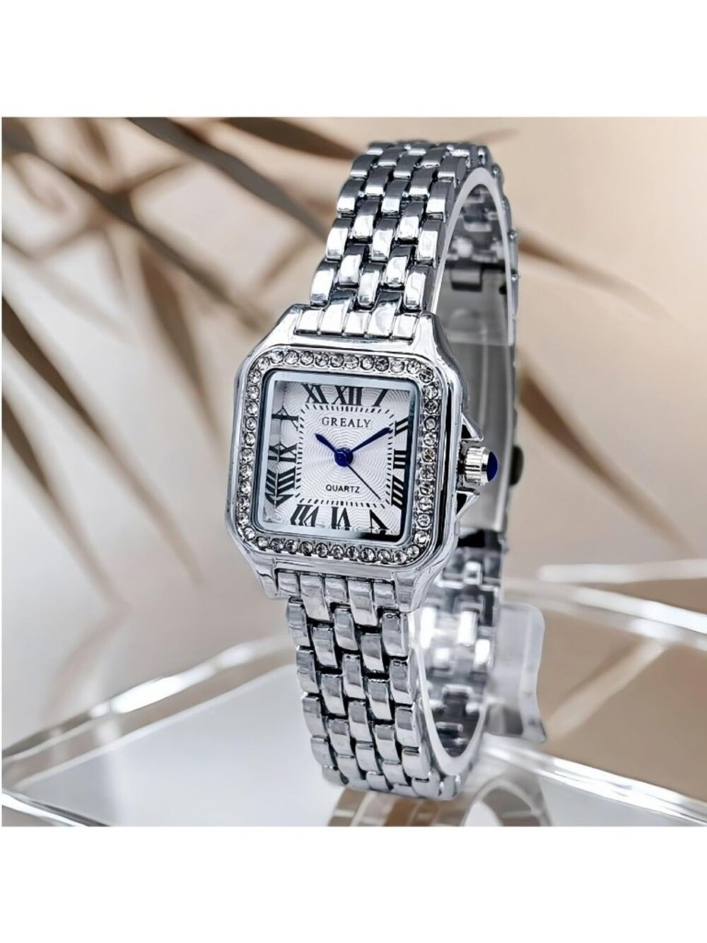 Women's Silver White Crystal Roman Dial Bangle Stainless Steel Ladies Wristwatch - Picture 5 of 7